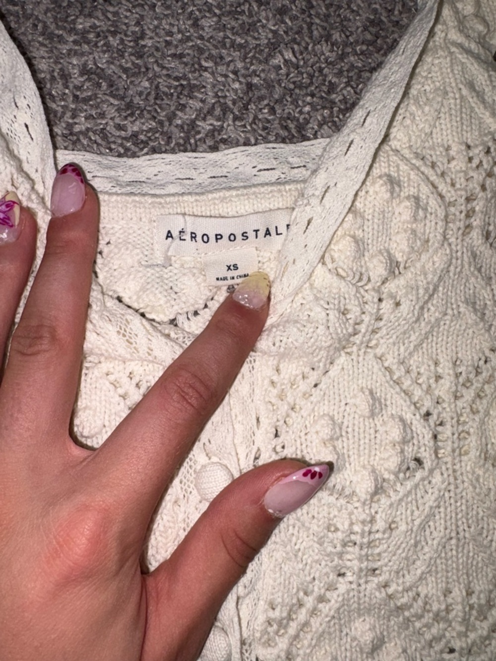 Aeropostale Ivory Crochet Knit Cami - Picture 2 of 4
